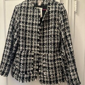 H&M Women's Black and White Tweed Jacket
